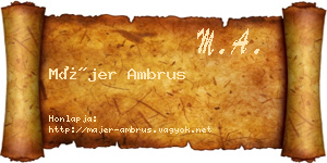 Májer Ambrus névjegykártya